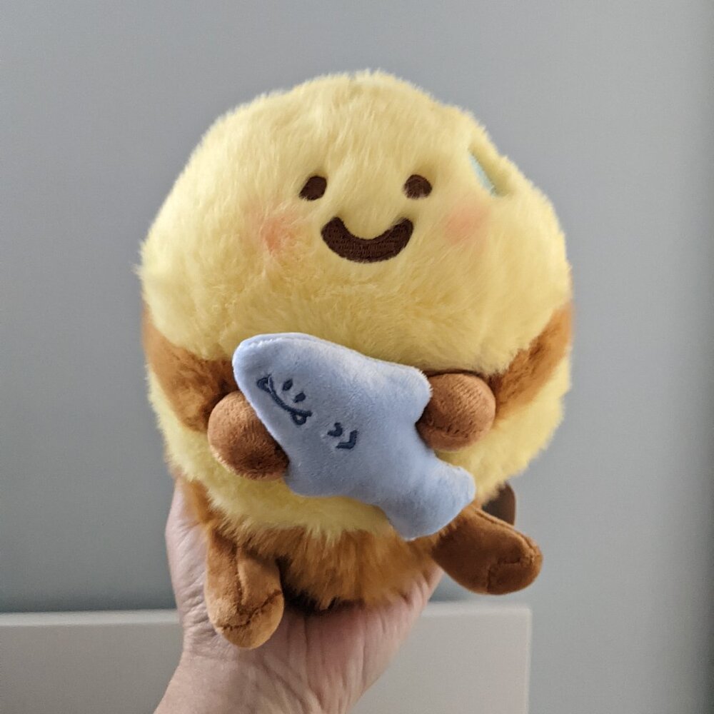 Adorable Chubby Fuzzy Bee with Shark Plush